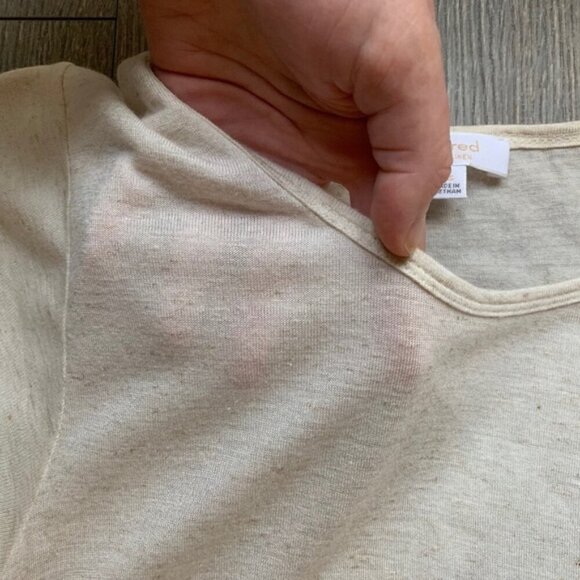 Aritzia Wilfred T-shirt Heathered Short Sleeve Linen blend Crew neck Cream XXS - Picture 9 of 12